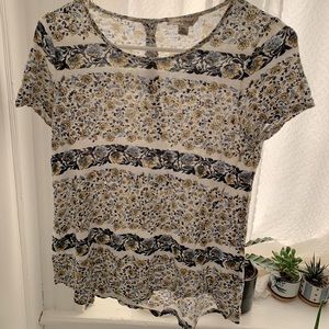 Lucky Brand Floral Tee w/ Button Detail